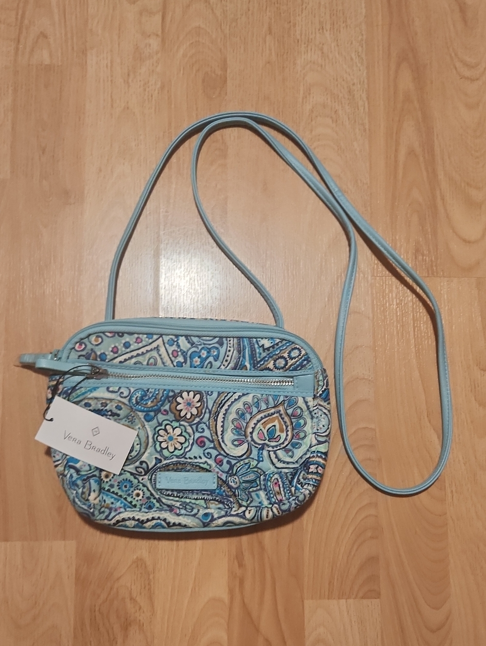 Vera Bradley Daisy Dot Paisley Blue Iconic RFID Little Crossbody Purse NWT
